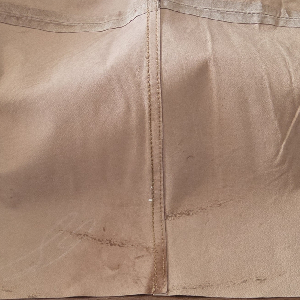 Vintage Tan Brown Leather Utility Jacket M/L Snap Front Shacket 100% Leather - Picture 10 of 12